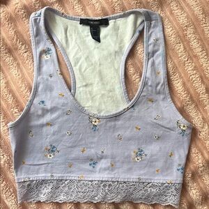 Forever 21 Floral Lace Trim Tank Top - Light Purple